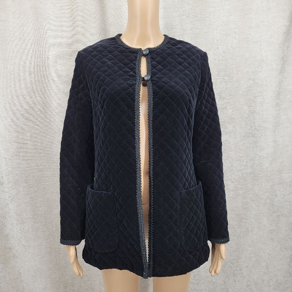 Alex Colman 70s Vintage Black Velvet Quilted Women's Jacket